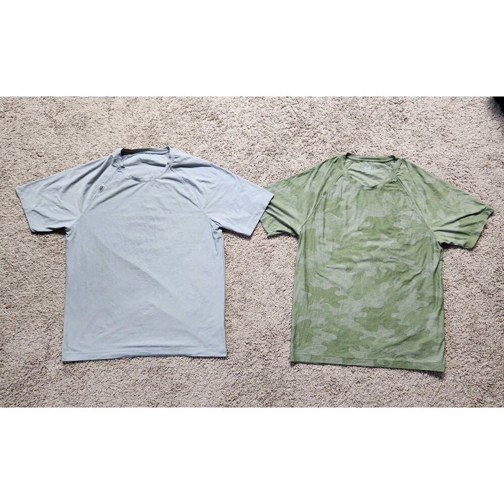 Rhone Reign Men's L Gray & Green Camo Performance Training T-Shirts Lot Of 2